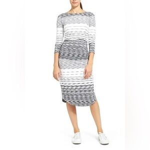 NWT Athleta Stripe Scoop Ruched Dress Size Medium